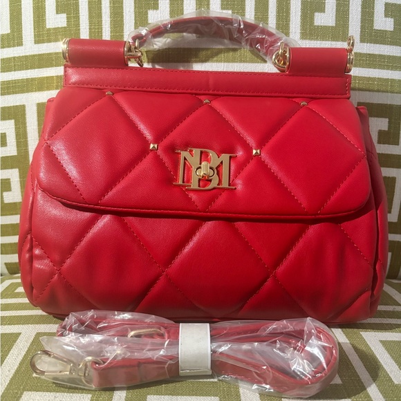 NWT! SOLD! Badgley Mischka Diamond Quilted Studded Red Crossbody & Wristlet - Picture 3 of 10